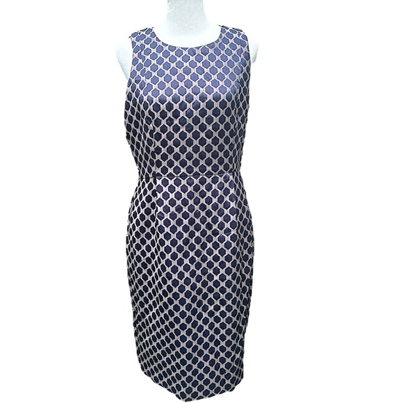NWT Banana Republic Navy geometric shape sheath dress - Picture 2 of 4